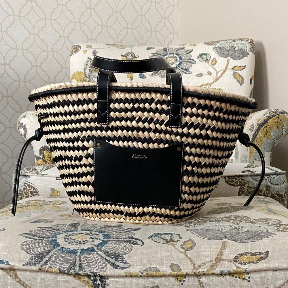 Isabel Marant Black and Cream Woven Tote